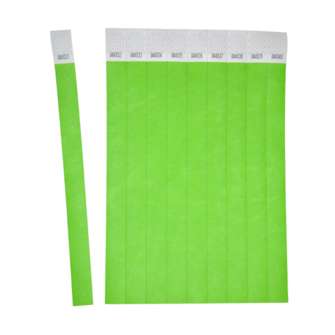Braccialetti identificativi in Tyvek® Avery resistenti all'acqua - conf. 500 pz - verde fluo - TYVGN-50